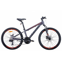 Велосипед 24" Leon JUNIOR AM DD 2021 (антрацитовий з червоним)
