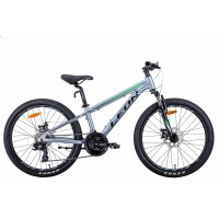Велосипед 24" Leon JUNIOR AM DD 2021 (сріблясто-чорний із зеленим)