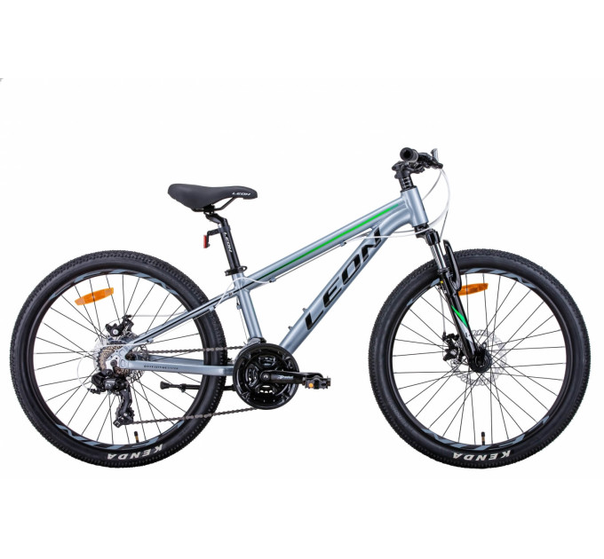 Велосипед 24" Leon JUNIOR AM DD 2021 (сріблясто-чорний із зеленим)