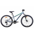 Велосипед 24" Leon JUNIOR AM 2021 (сріблясто-чорний із зеленим)