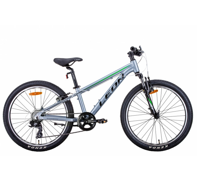 Велосипед 24" Leon JUNIOR AM 2021 (сріблясто-чорний із зеленим)