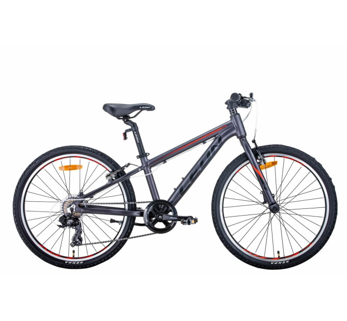 Велосипед 24" Leon JUNIOR 2021 (антрацитовий з червоним)