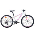 Велосипед 24" Leon JUNIOR 2021 (біло-малиновий з помаранчевим)