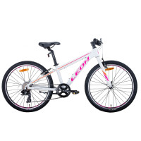 Велосипед 24" Leon JUNIOR 2021 (біло-малиновий з помаранчевим)