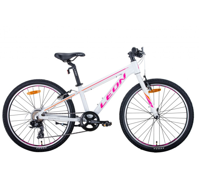 Велосипед 24" Leon JUNIOR 2021 (біло-малиновий з помаранчевим)