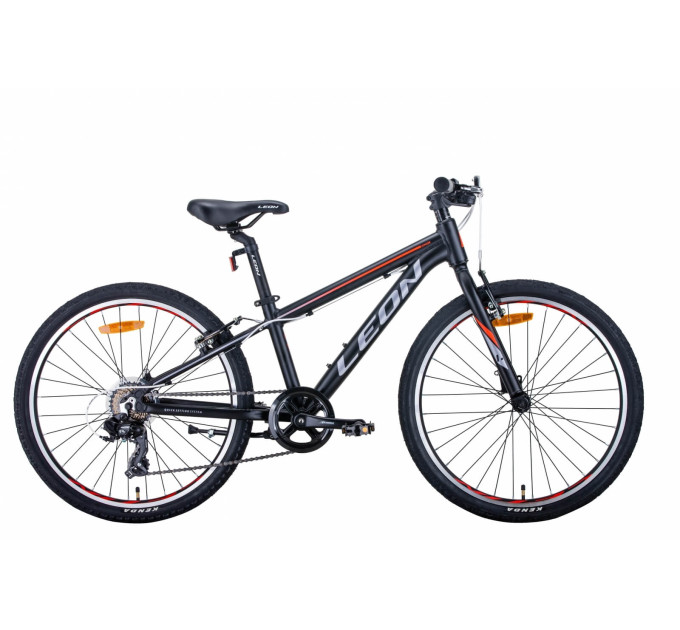 Велосипед 24" Leon JUNIOR 2021 (черно-оранжевый с серым)