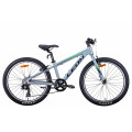 Велосипед 24" Leon JUNIOR 2021 (сріблясто-чорний із зеленим)