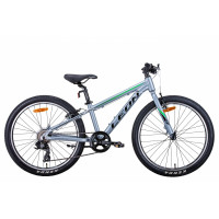 Велосипед 24" Leon JUNIOR 2021 (сріблясто-чорний із зеленим)