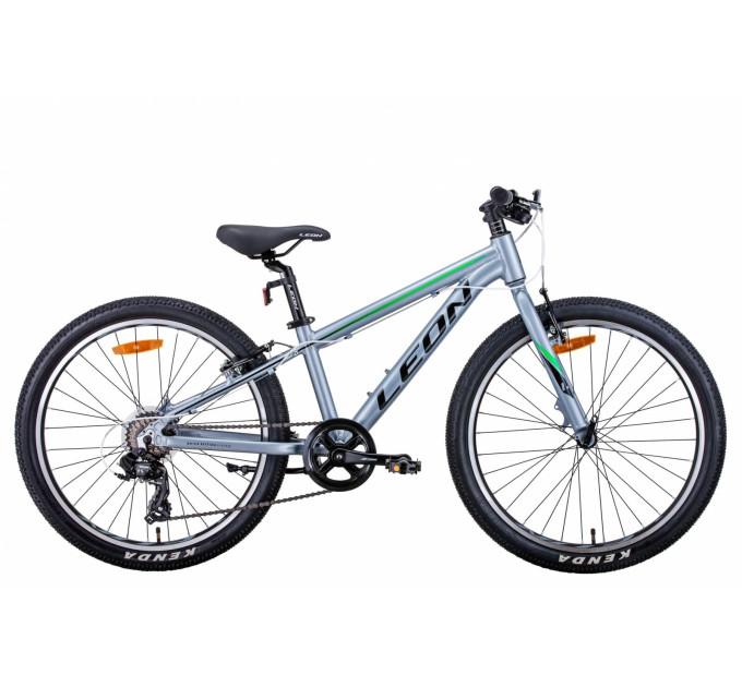 Велосипед 24" Leon JUNIOR 2021 (сріблясто-чорний із зеленим)