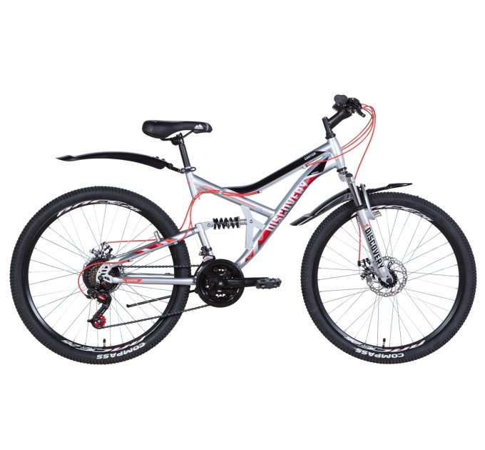 Велосипед 26" Discovery CANYON DD 2021 (сріблясто-чорний з червоним)