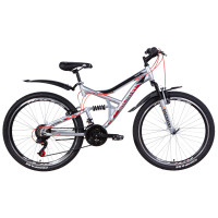 Велосипед 26" Discovery CANYON 2021 (серебристо-черный с красным)