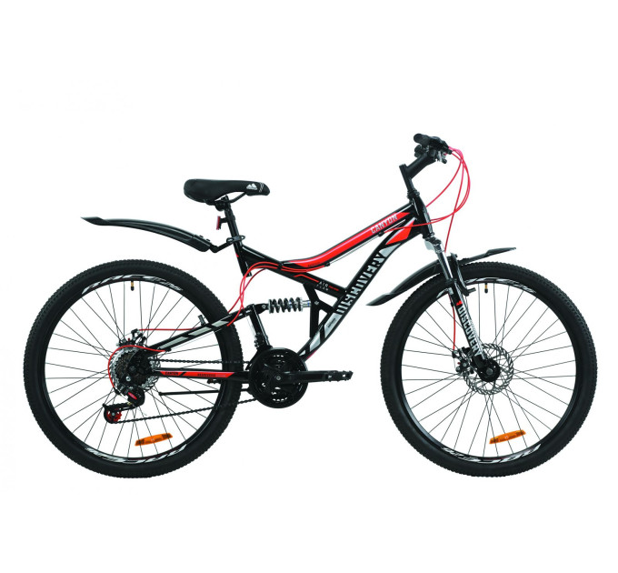 Велосипед 26" Discovery CANYON DD 2020 (черно-красный с серым)