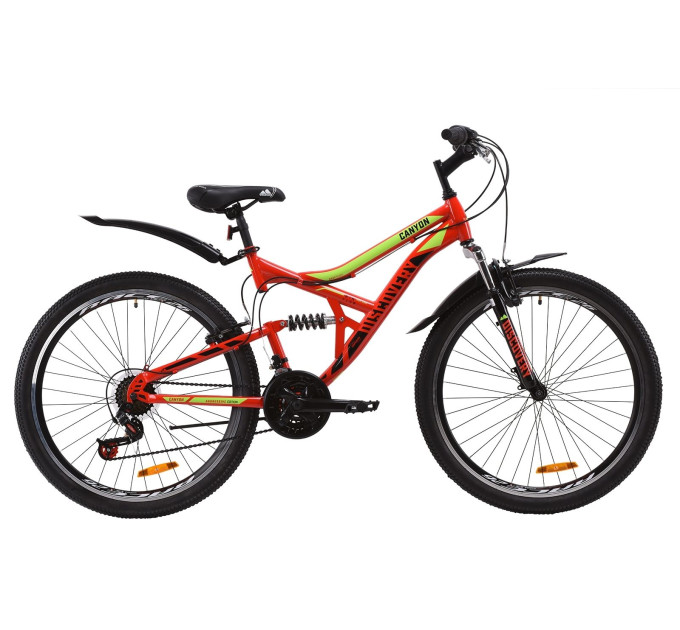 Велосипед 26" Discovery CANYON 2020 (красно-салатовый с черным)