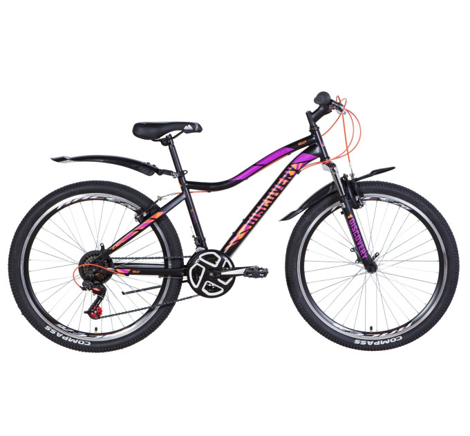 Велосипед 26" Discovery KELLY 2021 (черно-оранжево-фиолетовый)