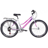 Велосипед в коробке 26" Discovery LIANA Vbr ST с багажником зад St, с крылом St 2021 (бело-фиолетовый)