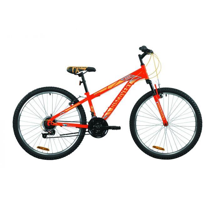 Велосипед 26" Discovery RIDER 2020 (червоно-жовтогарячий з синім)