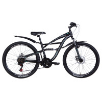 Велосипед 26" Discovery TRON 2021 (черно-серый с бирюзовым)