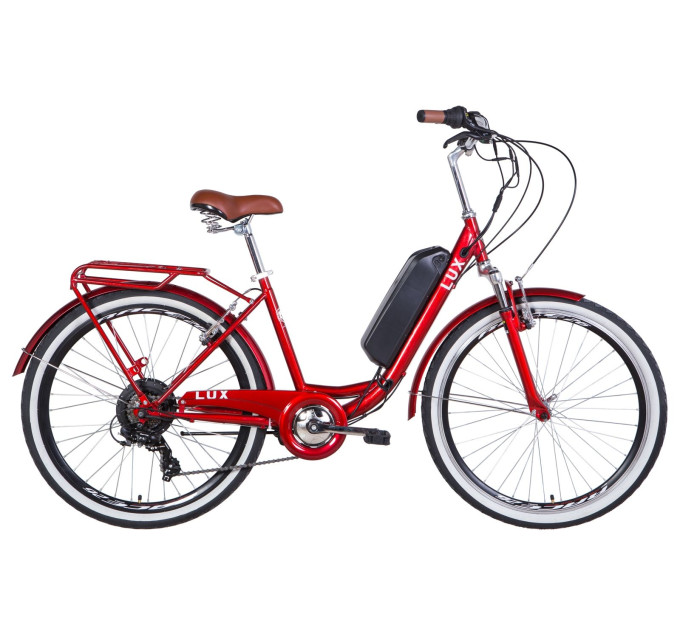 Электровелосипед 26" LUX AM 350Вт 36В редуктор. дисплей, САП, 8.8Ач с крепл. на раму, 2020 (рубиновый)