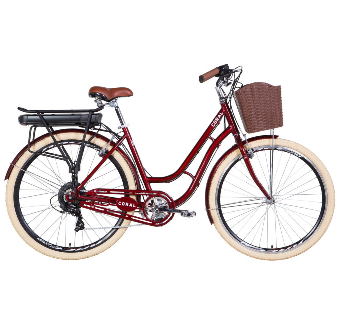 Електровелосипед 28" CORAL рама-19" 350Вт 36В редуктор. 12.5Ач з крепл. до багажн., дисплей, САП сірий 2020