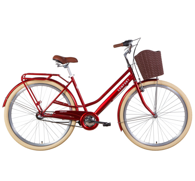 Велосипед 28" Dorozhnik COMFORT FEMALE планет. 2021 (рубіновий)