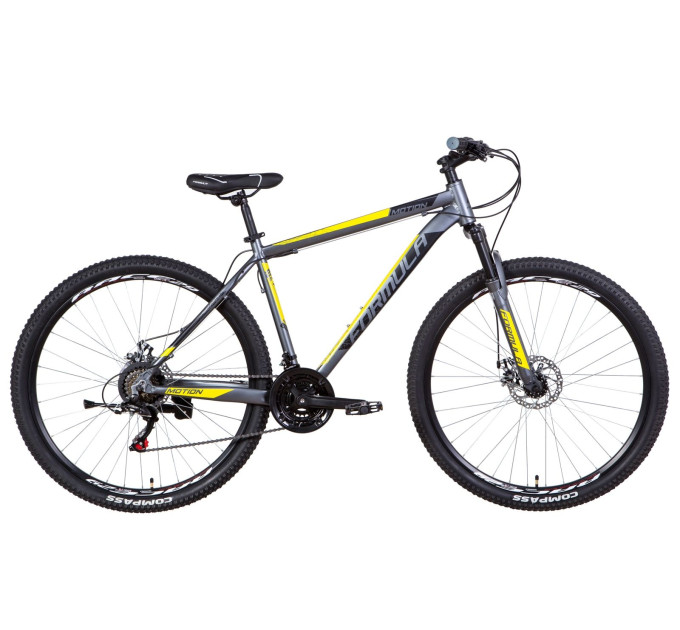 Велосипед 29" Formula MOTION 2021 (сріблясто-чорний з жовтим)