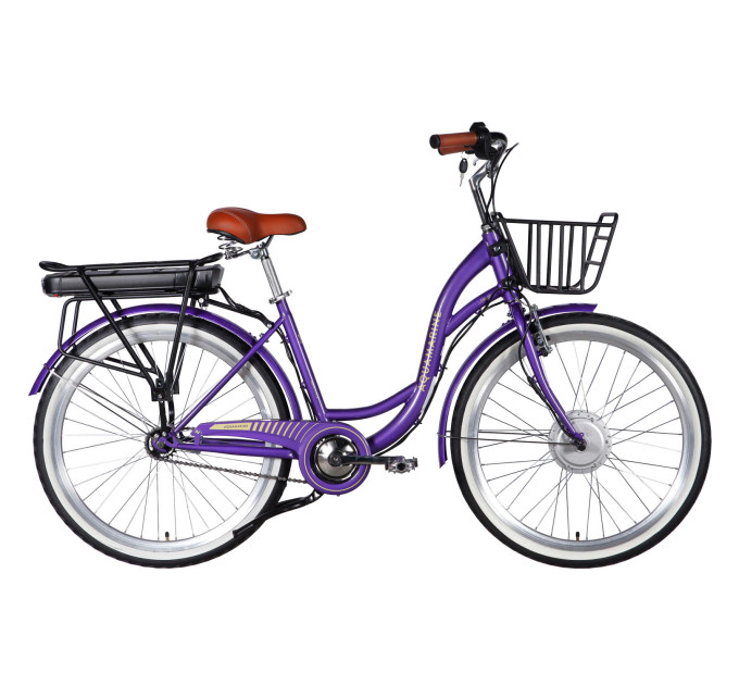 Велосипед с электроприводом 26" ST Dorozhnik eAQUAMARINE BH рама-17" 36B 13А*г 500Вт фиолетовый с корзиной 2026