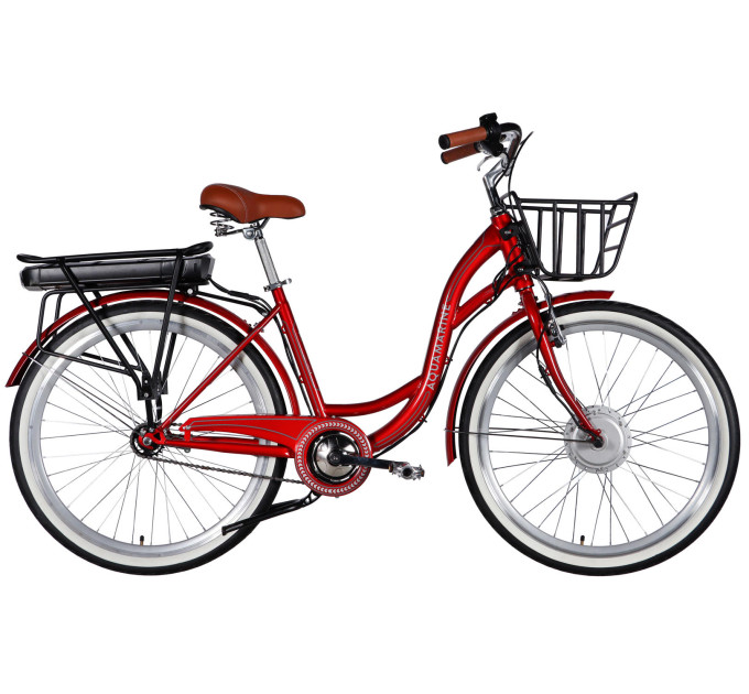 Велосипед с электроприводом 26" ST Dorozhnik eAQUAMARINE BH рама-17" 36B 13А*ч 500Вт бордовый YS 2476 с корзиной 2026