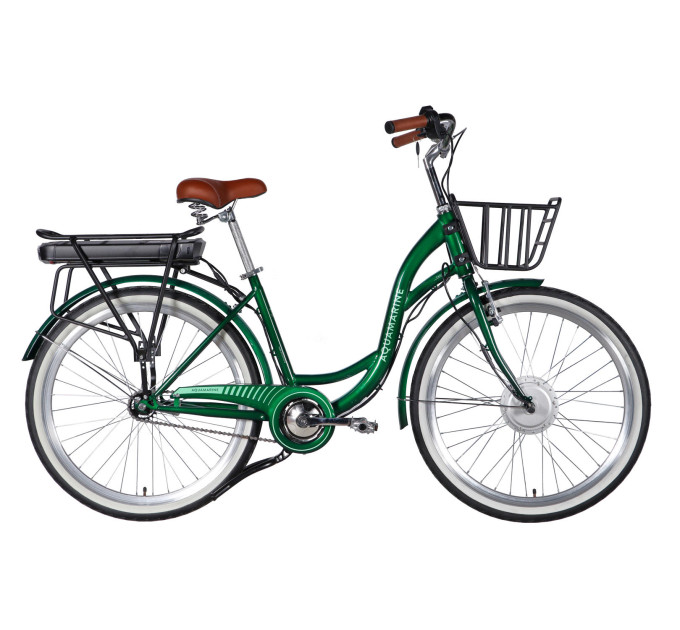 Велосипед с электроприводом 26" ST Dorozhnik eAQUAMARINE BH рама-17" 36B 13А*г 500Вт зеленый YS 902 с корзиной 2026