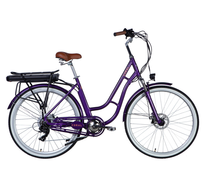 Велосипед с электроприводом 28" AL Dorozhnik eCORAL DD FR рама-19" 48B 17.5А*ч 500Вт фиолетово-синий 2026