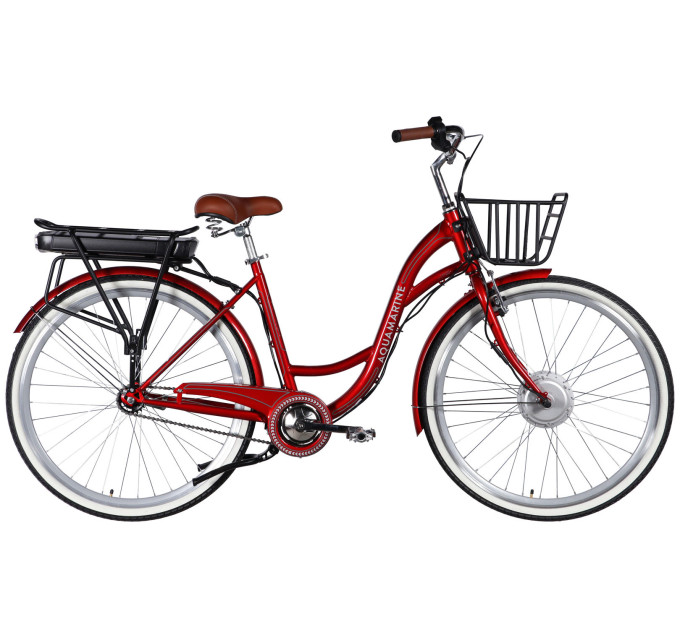 Велосипед с электроприводом 28" ST Dorozhnik eAQUAMARINE BH рама-19" 36B 13А*ч 500Вт бордовый YS 2476 с корзиной 2026