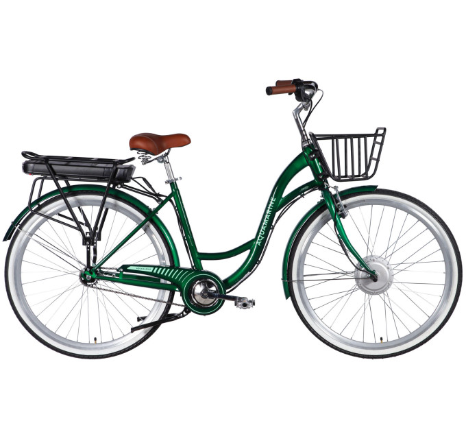 Велосипед с электроприводом 28" ST Dorozhnik eAQUAMARINE BH рама-19" 36B 13А*г 500Вт зеленый YS 902 с корзиной 2026