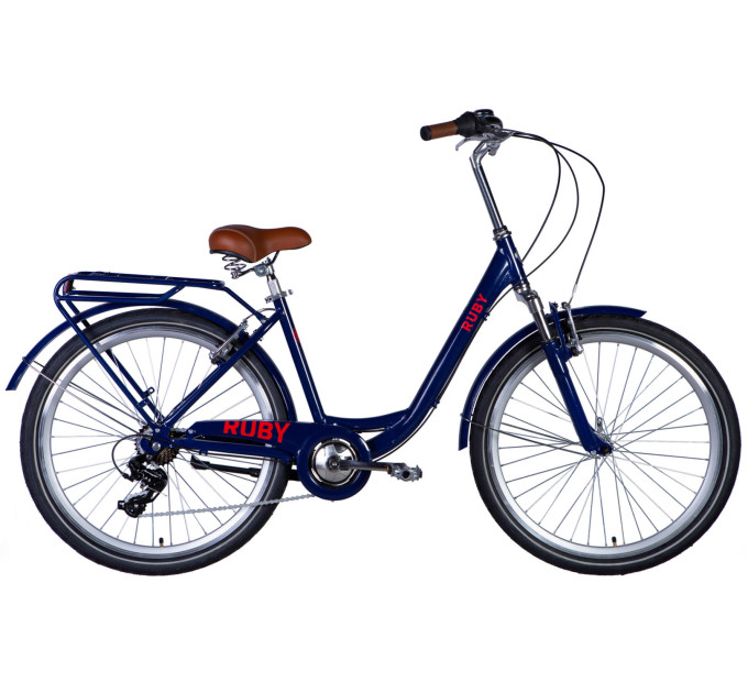 Велосипед AL 26" Dorozhnik RUBY Vbr FR рама-17" темно-синій 2024 крила, крило пер., крило зад., підніжка, дзвоник