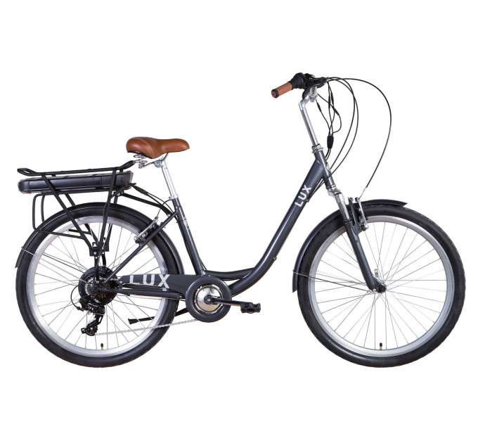Електровелосипед 26" Dorozhnik LUX AM рама-17" 350Вт 36В редуктор. дисплей, САП, 12.5Ач з кріп. до багажн., темно-сірий 2022