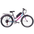 Електровелосипед 26" Discovery LIANA 350Вт 36В редукт, 8.8Ач дисплей, САП, з крепл. на раму, 2021 (біло-фіолетовий)