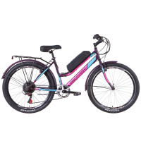 Электровелосипед 26" Discovery LIANA 350Вт 36В редукт, 8.8Ач дисплей, САП, с крепл. на раму, 2021 (бело-фиолетовый)