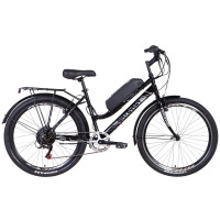 Электровелосипед 26" Discovery PRESTIGE WOMAN 350Вт 36В редуктор. задн.привод, 8.8Ач с крепл. на раму, дисплей, САП 2021 (черно-белый с серым)