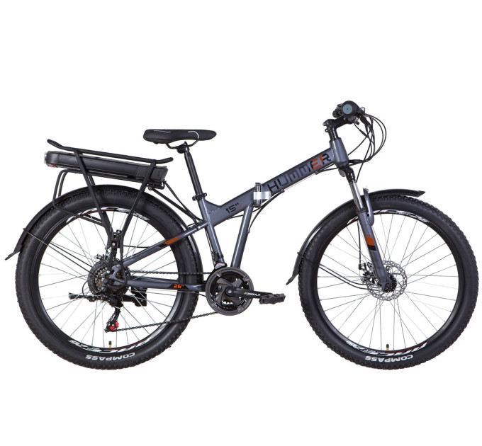 Электровелосипед 26" Formula HUMMER AM 350Вт 36В редуктор. задн.привод, дисплей, САП, 12.5Ач с крепл. к багажн., 2022 (серебристый)