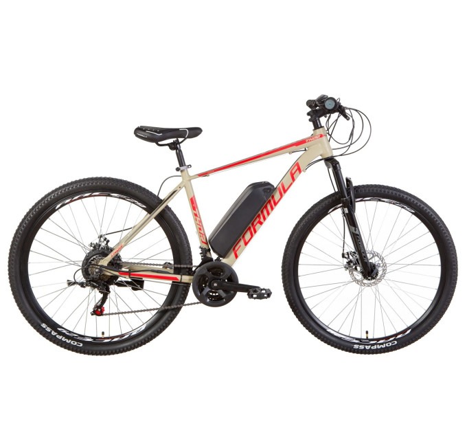 Электровелосипед 29" Formula THOR 1.0 рама-19" 350Вт 36В редуктор. дисплей, САП, 12.5Ач с крепл. на раму, оливковый с красным и черным 2021