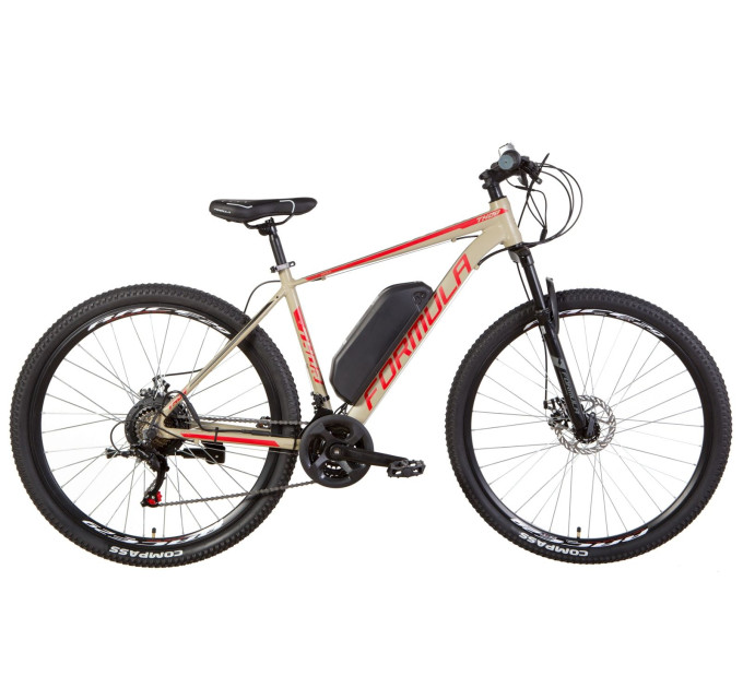 Электровелосипед 29" Formula THOR 1.0 рама-19" 500Вт 48В редуктор. дисплей, САП, 12.5Ач с крепл. на раму, оливковый с красным и черным 2021