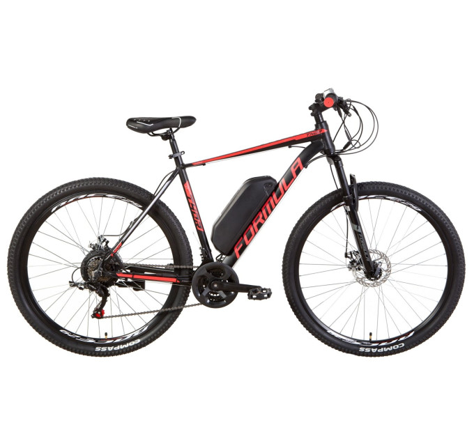Электровелосипед 29" Formula THOR 1.0 рама-21" 500Вт 48В редуктор. дисплей, САП, 12.5Ач с крепл. на раму, черно-красный с серым 2021