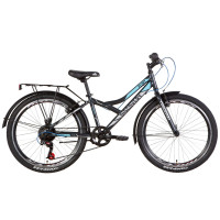 Велосипед 24" Discovery FLINT MC 2021 (черно-синий с серым)