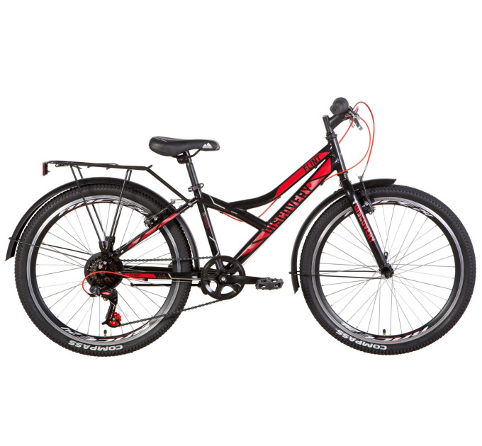 Велосипед 24" Discovery FLINT MC 2021 (черно-красный с серым)