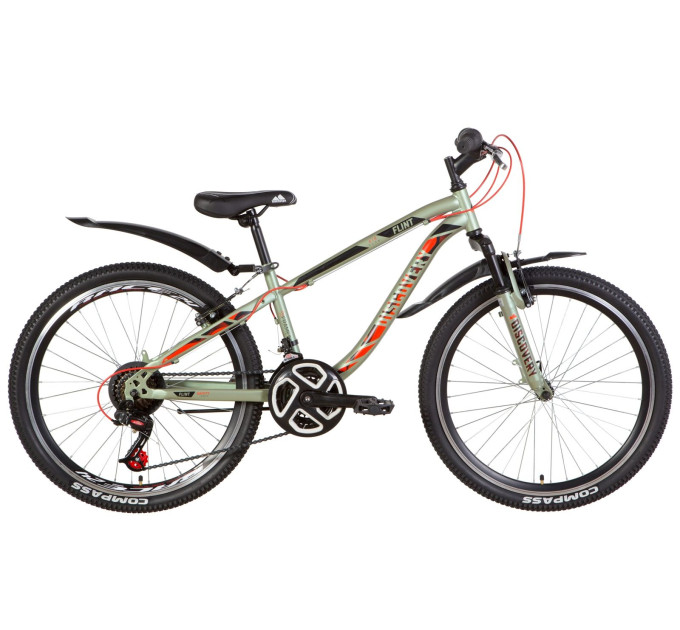 Велосипед 24" Discovery FLINT AM Vbr 2021 (хакі з червоним)