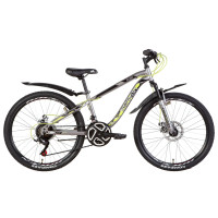 Велосипед 24" Discovery FLINT AM DD 2021 (серебристо-черный с желтым)
