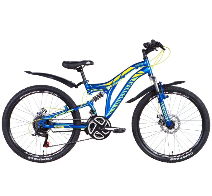 Велосипед 24" Discovery ROCKET DD 2021 (сине-желто-салатовый)