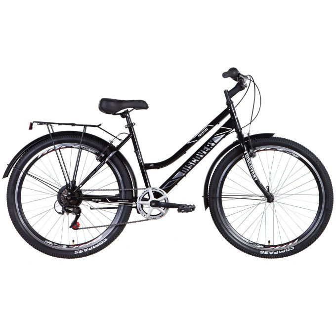 Велосипед 26" Discovery PRESTIGE WOMAN 2021 (черно-белый с серым)