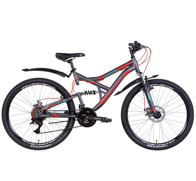 Велосипед ST 26" Discovery CANYON AM2 DD з крилом Pl 2022 (чорно-червоний з блакитним)