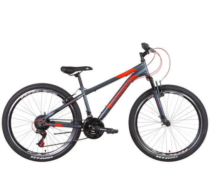 Велосипед ST 26" Discovery RIDER AM Vbr 2022 (темно-сріблястий з червоним)